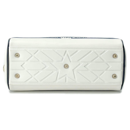 Christian Dior Navy White Leather Rubber Handbag