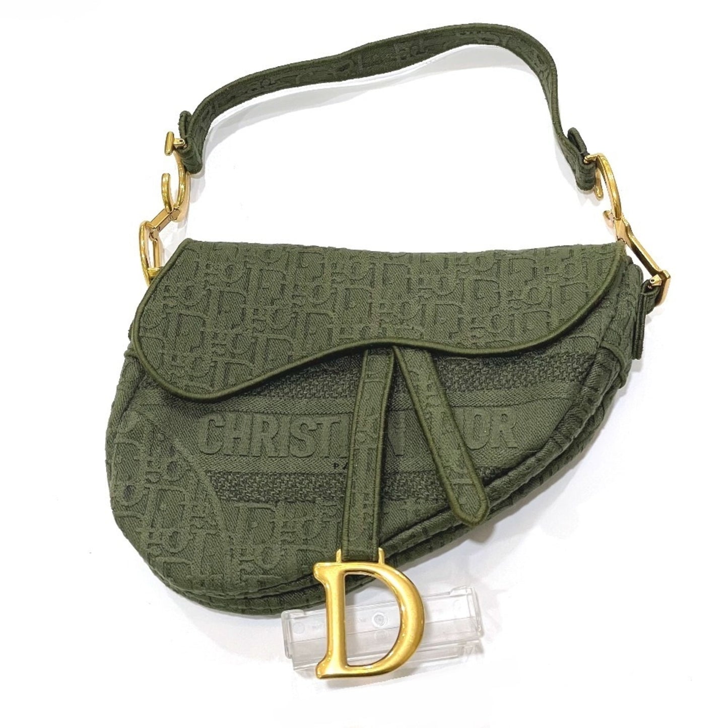 Christian Dior Khaki Canvas Handbag Saddle Bag