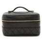 Chanel Bicolor Vanity Bag Pouch Handbag Leather Black A01618