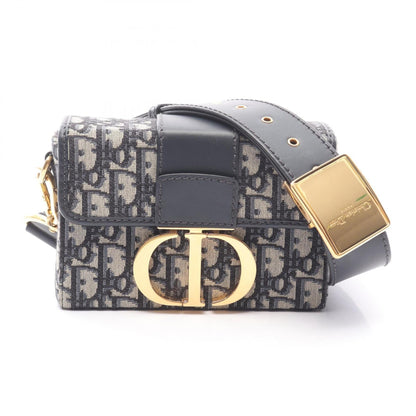 Christian Dior Beige Black Navy Canvas Leather Shoulder Bag