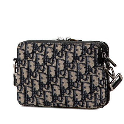 Christian Dior Beige Navy Jacquard Shoulder Bag Jacquard