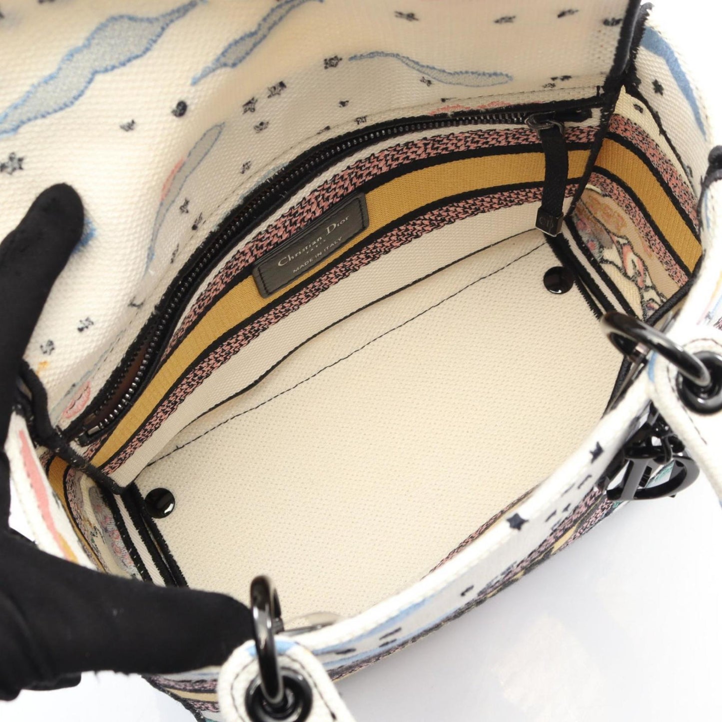Christian Dior Multi-Color White Canvas Handbag