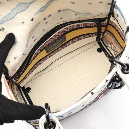 Christian Dior Multi-Color White Canvas Handbag