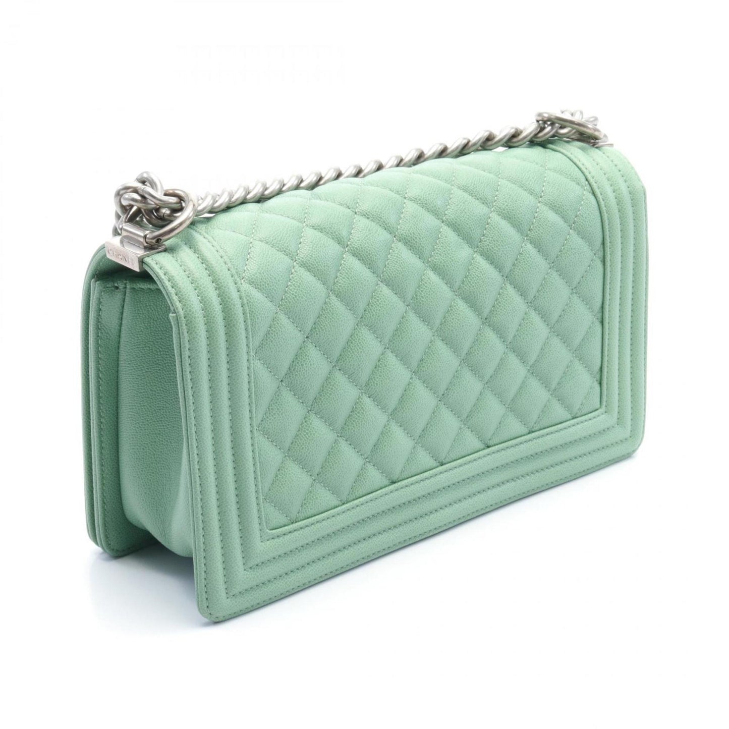 Chanel Boy Chanel Shoulder Bag Caviar Skin Women's Green