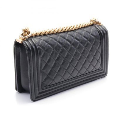 Chanel Boy Chanel Matelasse Shoulder Bag Caviar Skin Women's Black