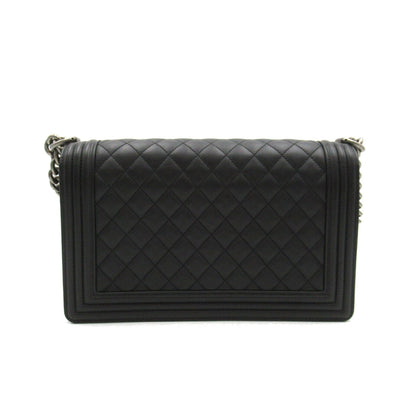 Chanel Boy Chanel Chain Shoulder Bag Leather Women's Black