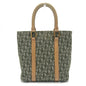 Christian Dior Green Canvas Leather Handbag Tote Bag