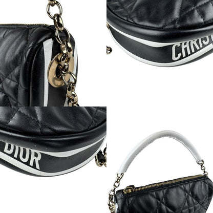 Christian Dior Black White Leather Handbag Shoulder Bag Style 2