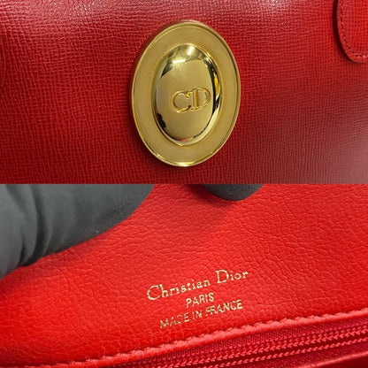 Christian Dior Red Color Leather Shoulder Bag Tote Bag
