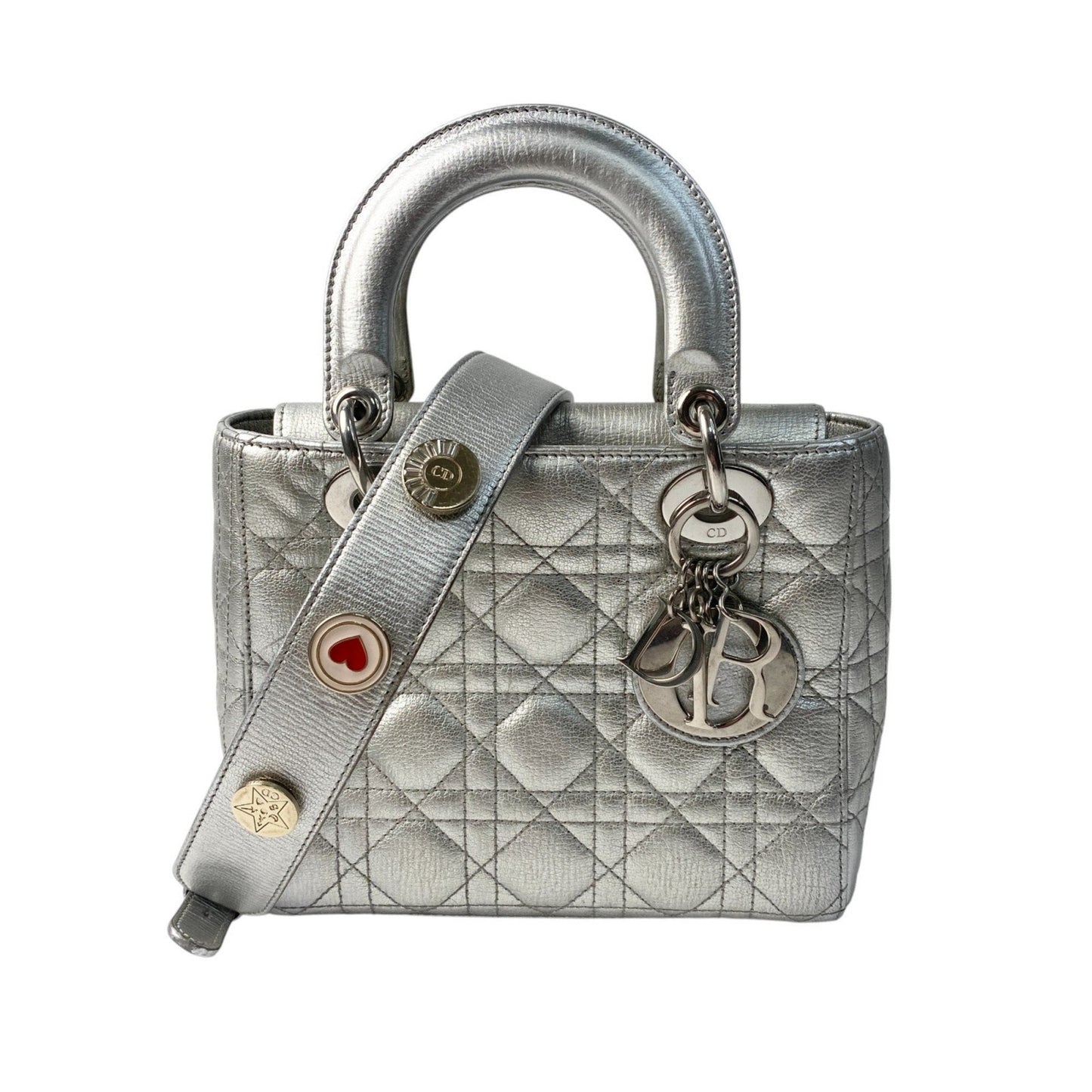 Christian Dior Silver Leather Handbag Shoulder Bag Leather