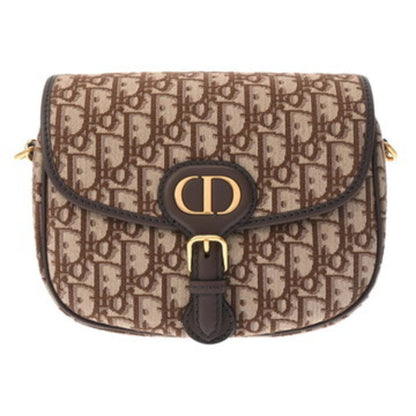 Christian Dior Brown Jacquard Leather Shoulder Bag