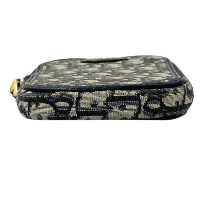 Christian Dior Beige Navy Jacquard Shoulder Bag