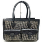 Christian Dior Black Canvas Leather Handbag Tote Bag Leather
