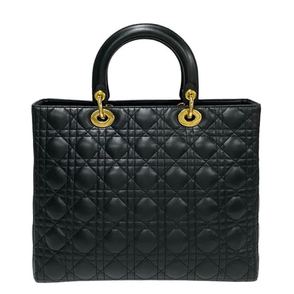 Christian Dior Black Leather Handbag Tote Bag