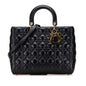 Christian Dior Lady Dior Black Leather Handbag Shoulder Bag