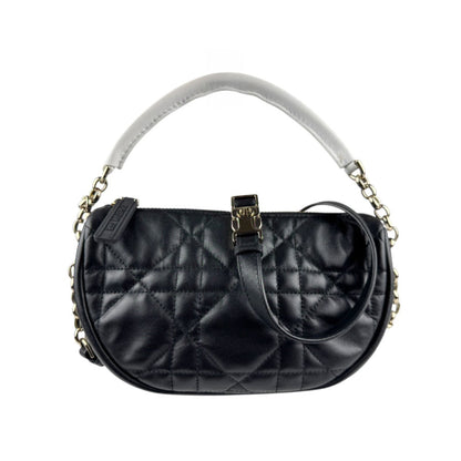 Christian Dior Black White Leather Handbag Shoulder Bag Style 2