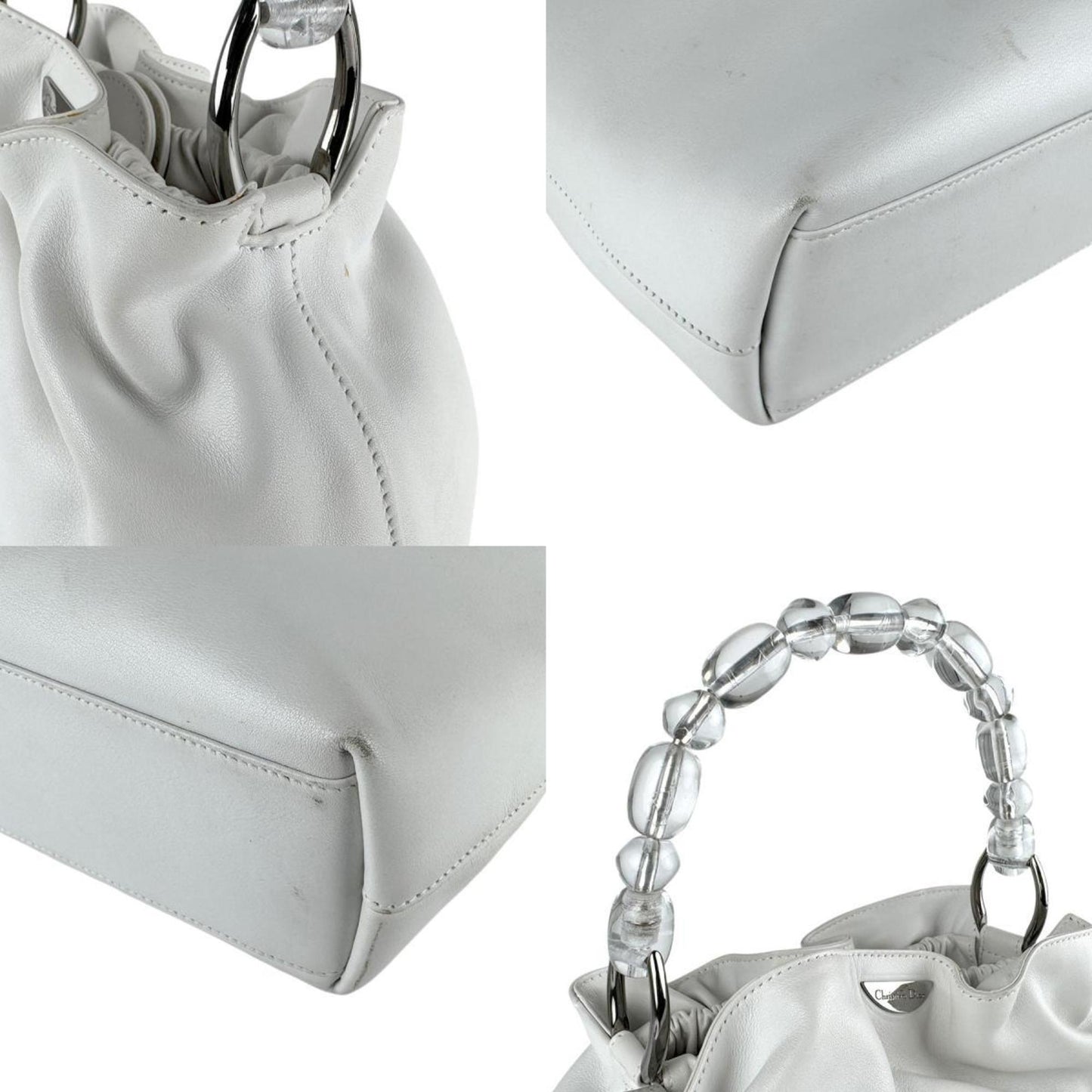 Christian Dior White Leather Handbag