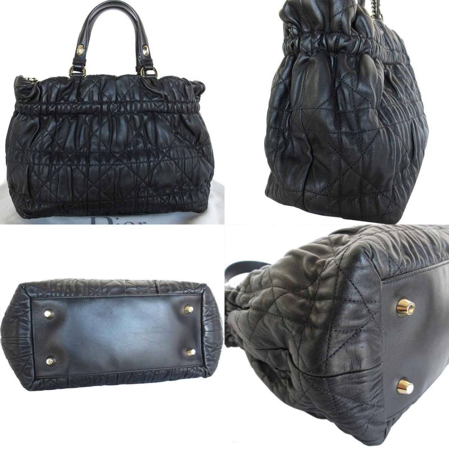 Christian Dior Black Leather Handbag Shoulder Bag Style 9