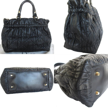 Christian Dior Black Leather Handbag Shoulder Bag Style 9