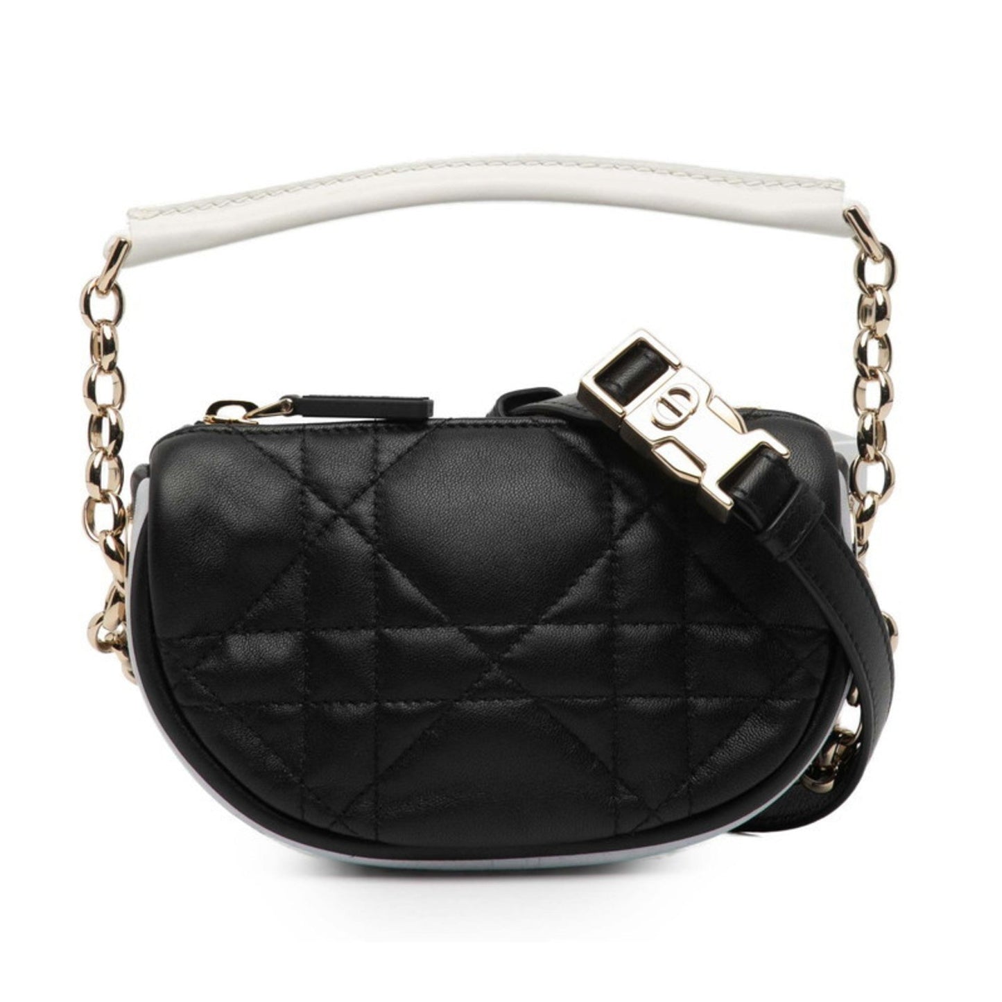 Christian Dior Black White Leather Handbag Shoulder Bag