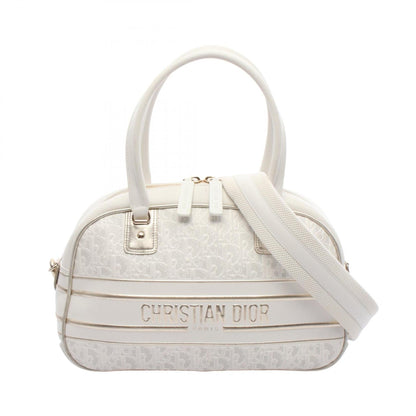 Christian Dior Gold White Leather Handbag