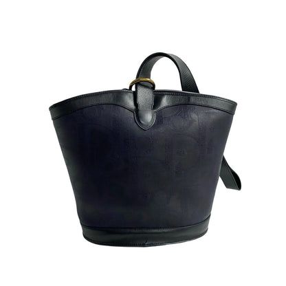 Christian Dior Navy Leather Pvc Shoulder Bag Tote Bag