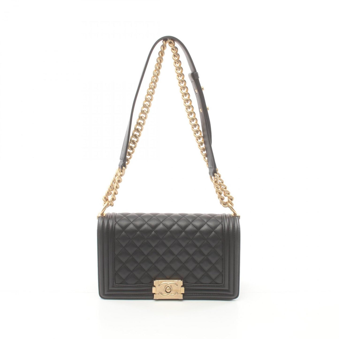Chanel Boy Chanel Matelasse Shoulder Bag, Lambskin, Women's, Black, A67086