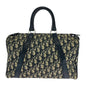 Christian Dior Ivory Navy Canvas Boston Bag Handbag