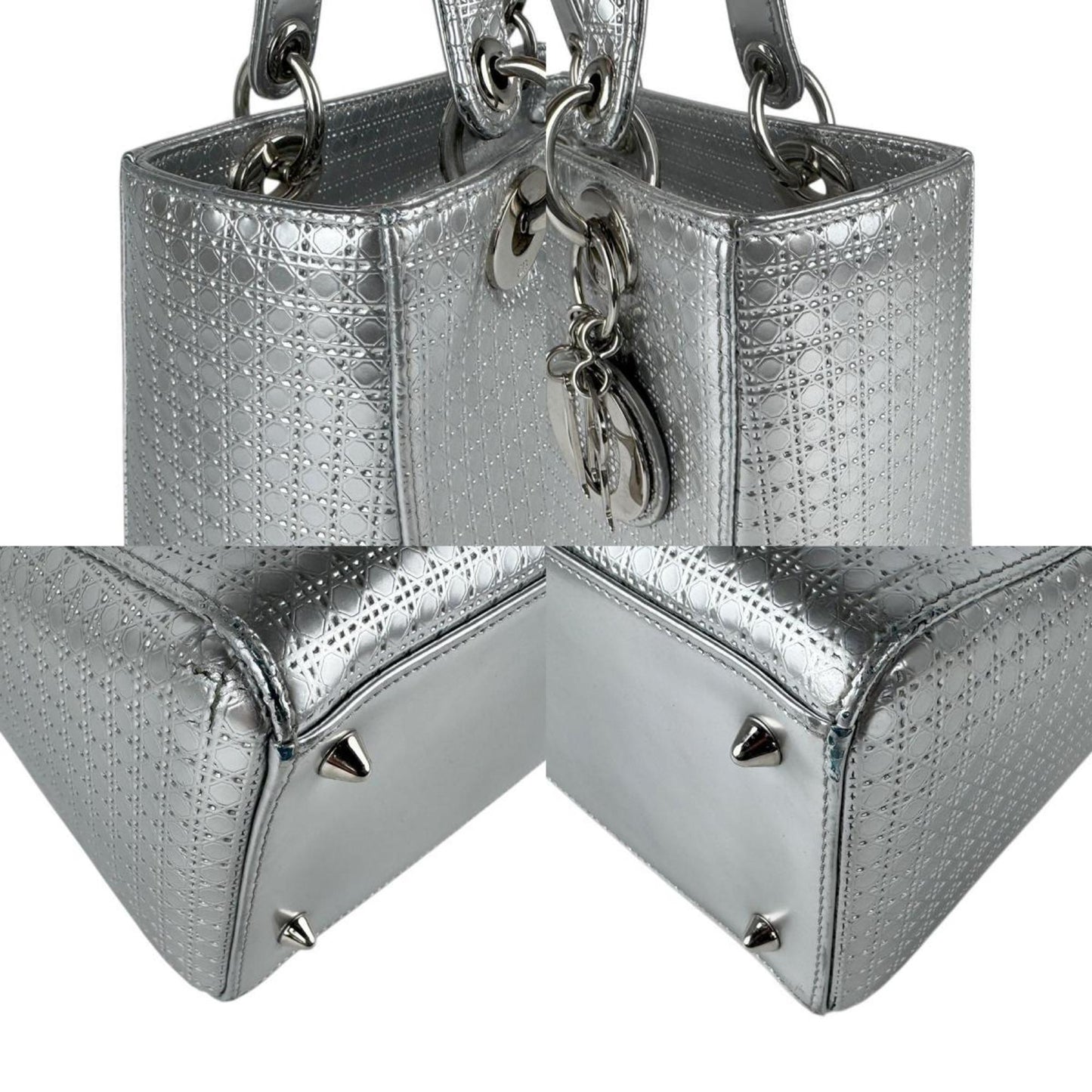Christian Dior Silver Leather Handbag Shoulder Bag Style 2
