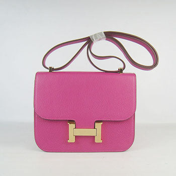 Luxury Hermes Constance Cowskin Leather Bag Peach Golden
