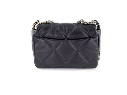 CHANEL 19 22C Black Lambskin Quilted Large Flap Bag