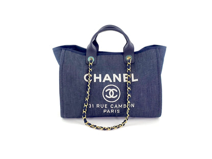 CHANEL DEAUVILLE Blue Marine Tote