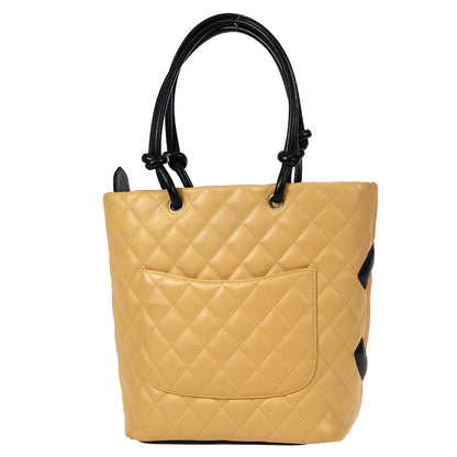 Chanel Cambon Ligne Hand Tote Bag Beige Calfskin