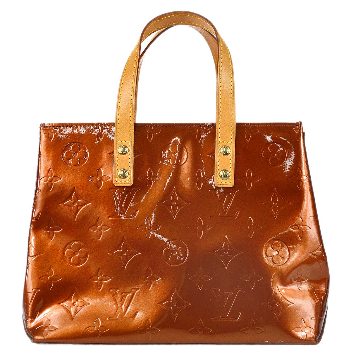 Louis Vuitton 2001 Bronze Vernis Reade PM Tote Handbag M91146