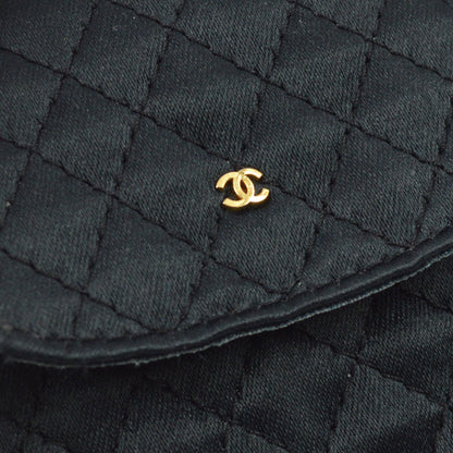 Chanel Black Satin Mini Shoulder Pouch Bag
