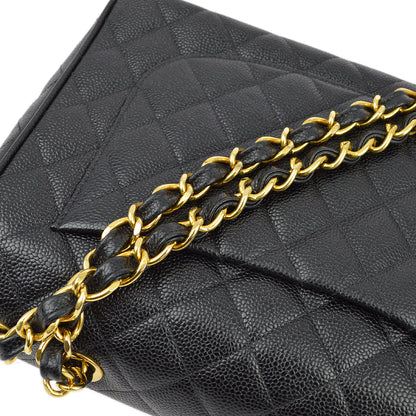 Chanel Black Caviar Jumbo Classic Flap Bag