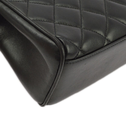 Chanel Black Lambskin Straight Flap Handbag