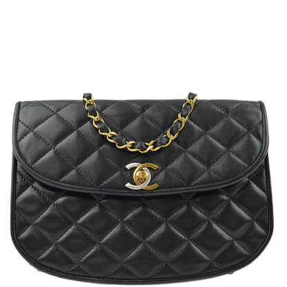 Chanel Black Lambskin Paris Shoulder Bag