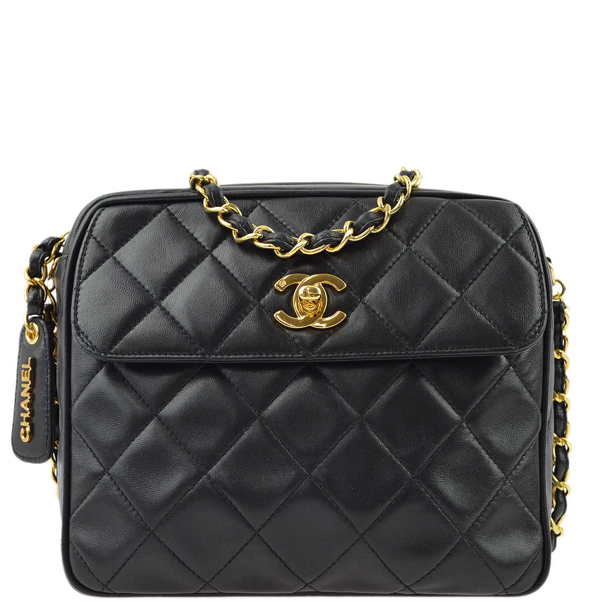 Chanel Lambskin Black Chain Shoulder Bag