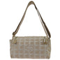 Chanel Beige Jacquard Nylon Travel Line Shoulder Bag
