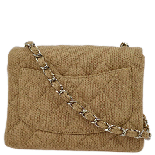 Chanel Beige Cotton Mini Classic Square Flap Shoulder Bag 17