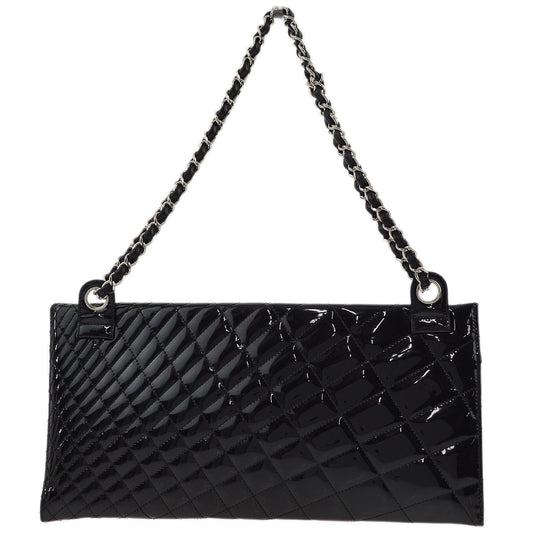 Chanel Black Patent Leather Double Chain Shoulder Bag