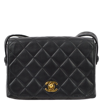 Chanel Black Lambskin Turnlock Shoulder Bag