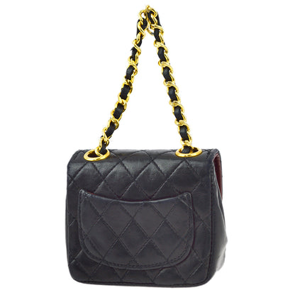 Chanel Black Lambskin Classic Flap Micro Bag