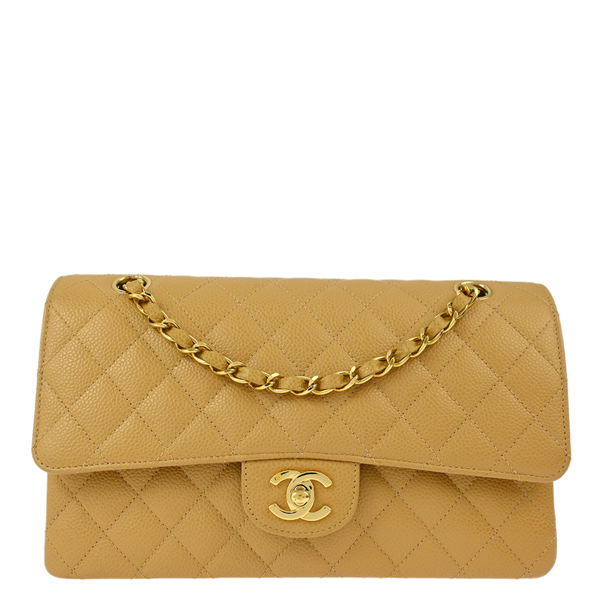 Chanel Flap Medium Classic Caviar Beige Shoulder Bag Style