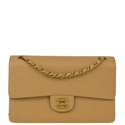 Chanel Beige Caviar Medium Classic Single Flap Shoulder Bag