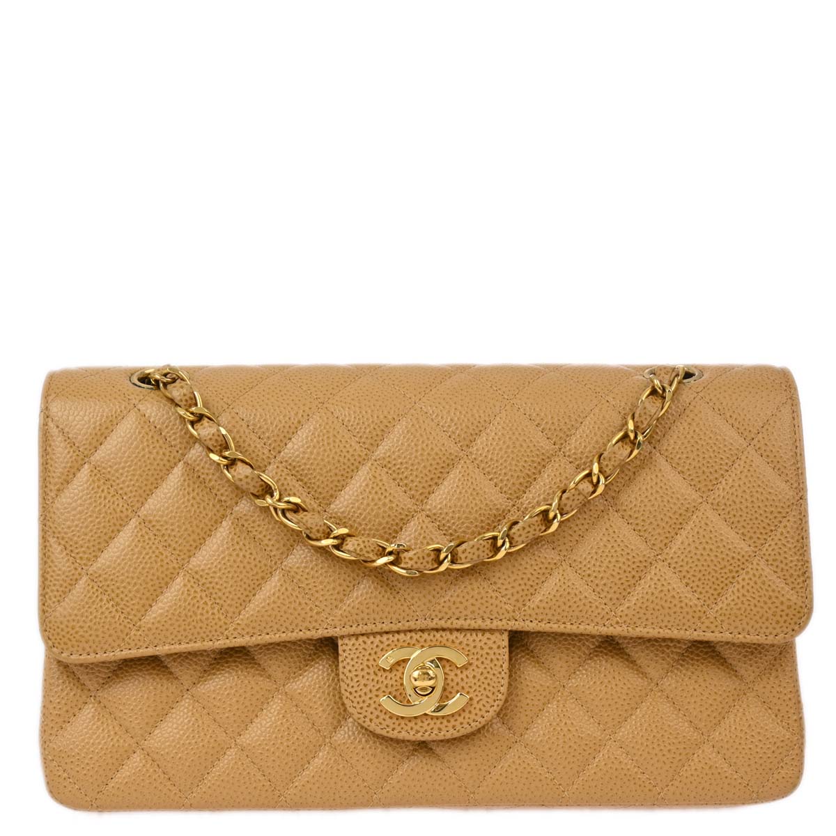Chanel Flap Medium Classic Caviar Beige Shoulder Bag