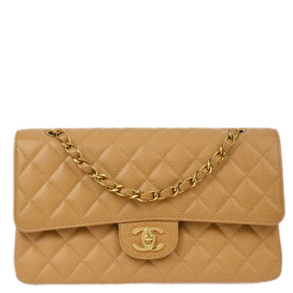 Chanel Flap Medium Classic Caviar Beige Shoulder Bag
