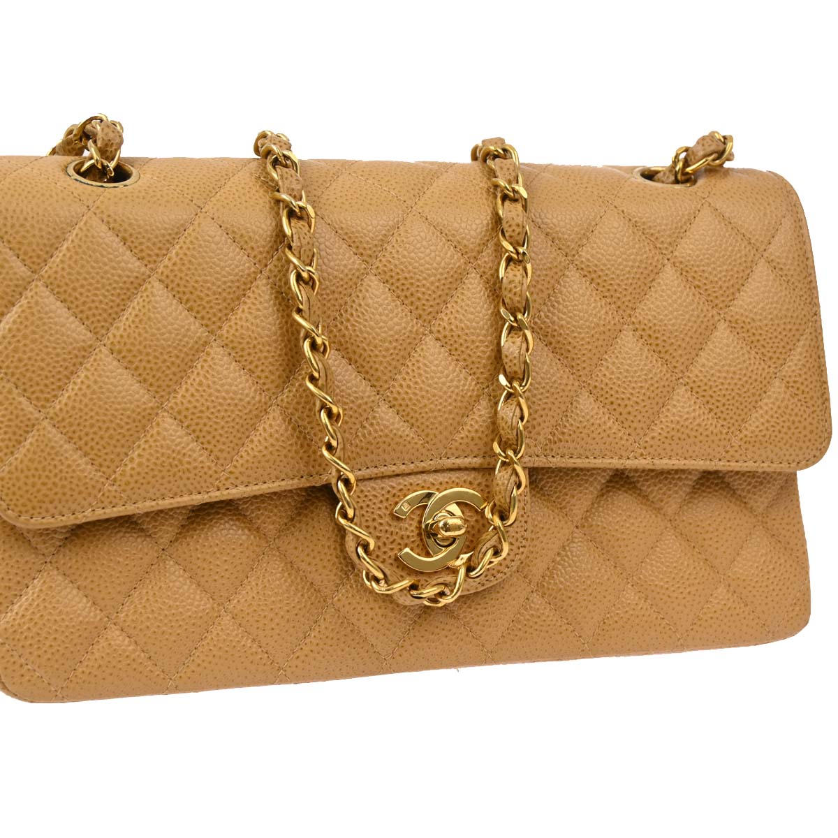 Chanel Flap Medium Classic Caviar Beige Shoulder Bag