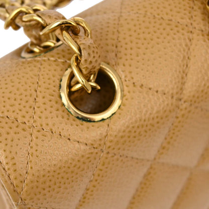 Chanel Flap Medium Classic Caviar Beige Shoulder Bag